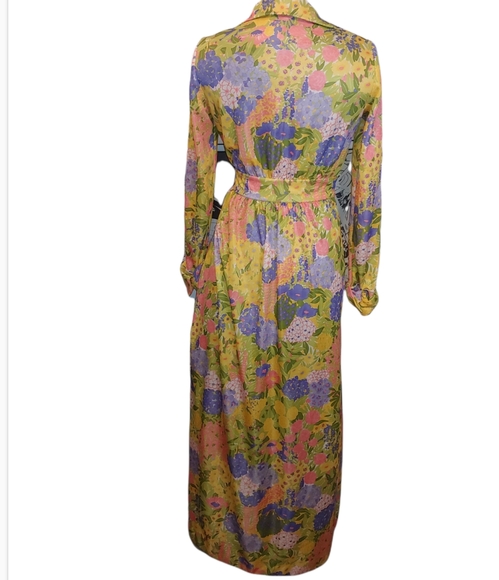 Vintage 70s Beautiful Leslie Fay Floral Maxi Party Dress - Picture 3 of 9